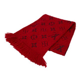 ルイ ヴィトン モノグラム エシャルプ ロゴマニア マフラー M72432 レッド ウール シルク レディース LOUIS VUITTON 【中古】